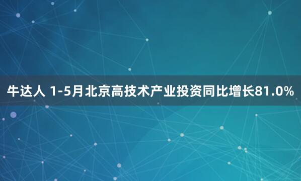 牛达人 1-5月北京高技术产业投资同比增长81.0%