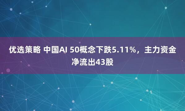 优选策略 中国AI 50概念下跌5.11%，主力资金净流出43股
